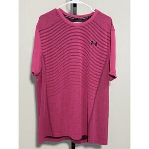 UNDER ARMOUR HEATGEAR MENS XXLARGE SHORT SLEEVE SEAMLESS TEE PINK GRAPHIC